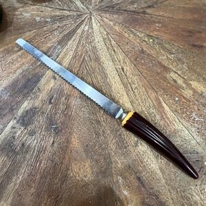 Forgecraft USA Stainless Serrated Knife Faux Stag Antler Handle MCM‎ Farmhouse